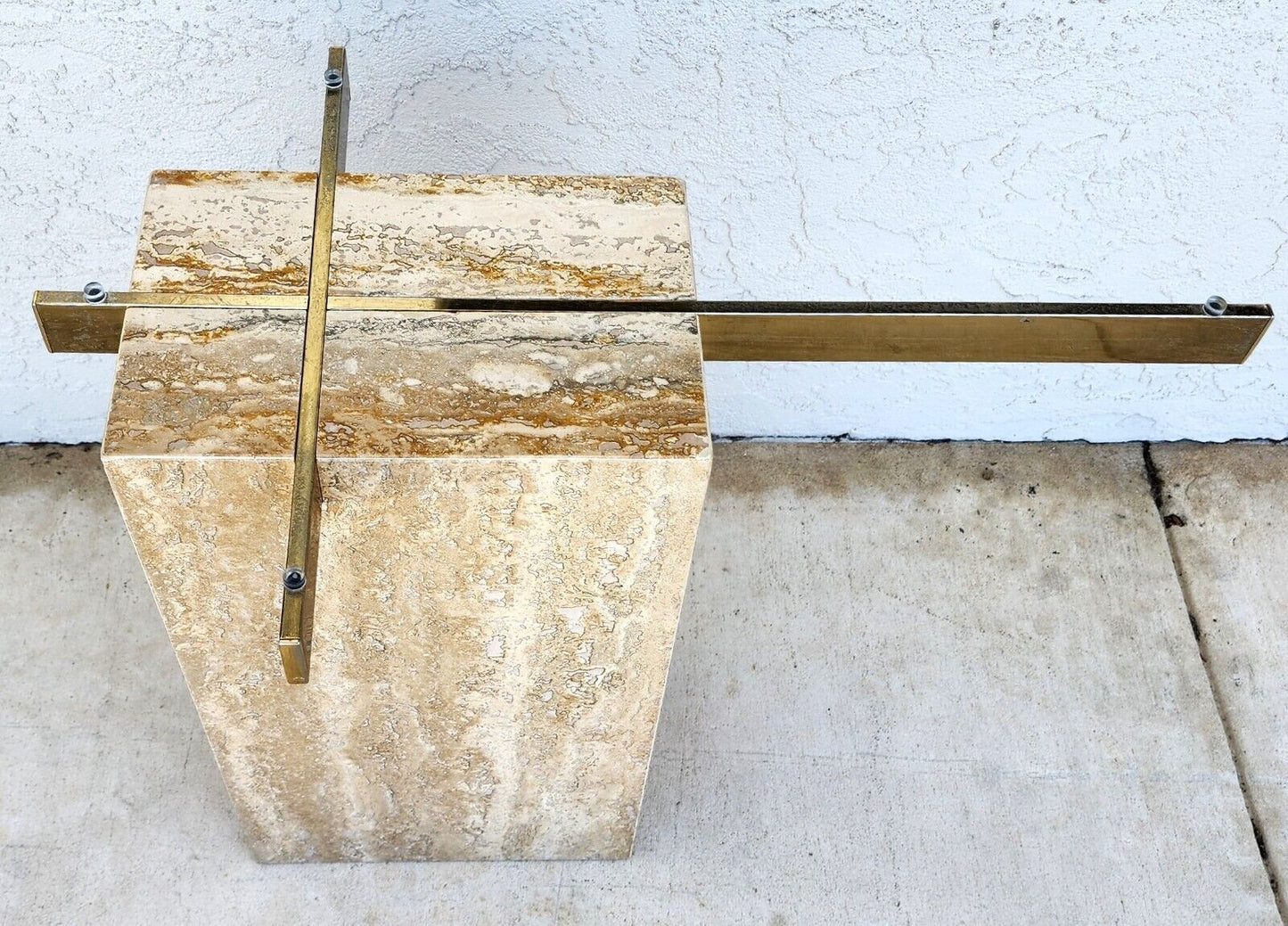 Travertine Side Table Marble Glass by ARTEDI 1970s