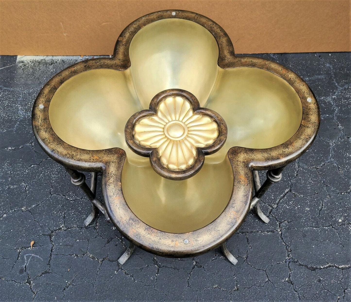Lotus Flower Glass Top Indoor Outdoor Cocktail Side End Table 48"