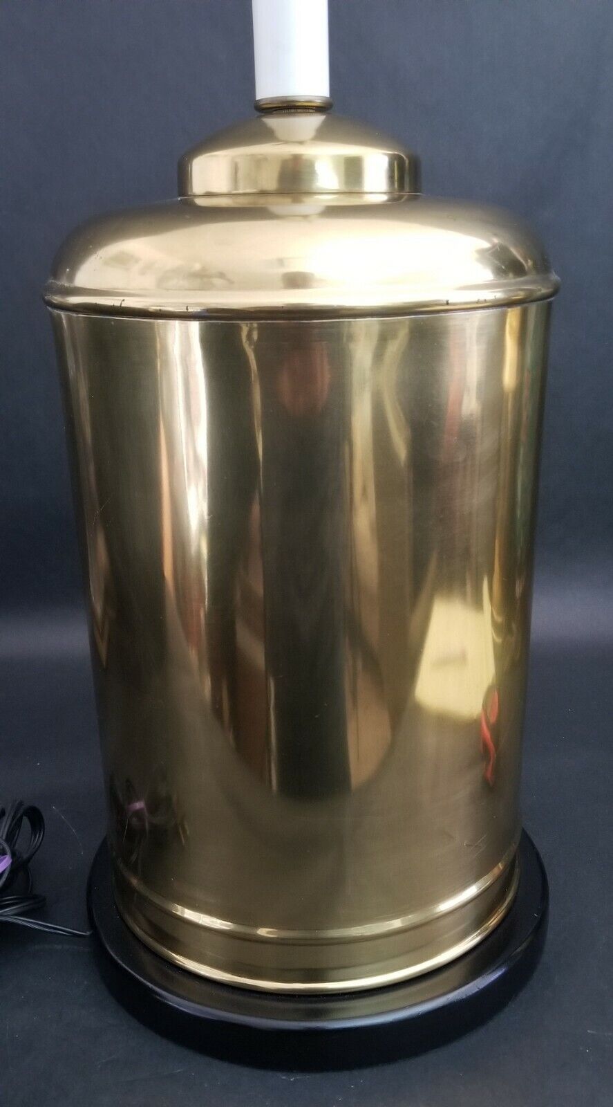 Vintage Large Asian Chinoiserie Brass Tea Canister Table Lamp