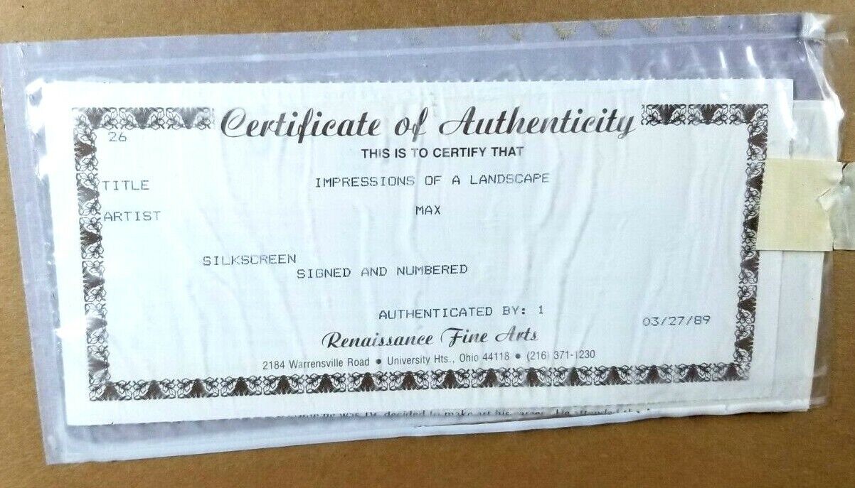 PETER MAX " Impressions of a Landscape " Serigraph Signed #ed COA Original Frame