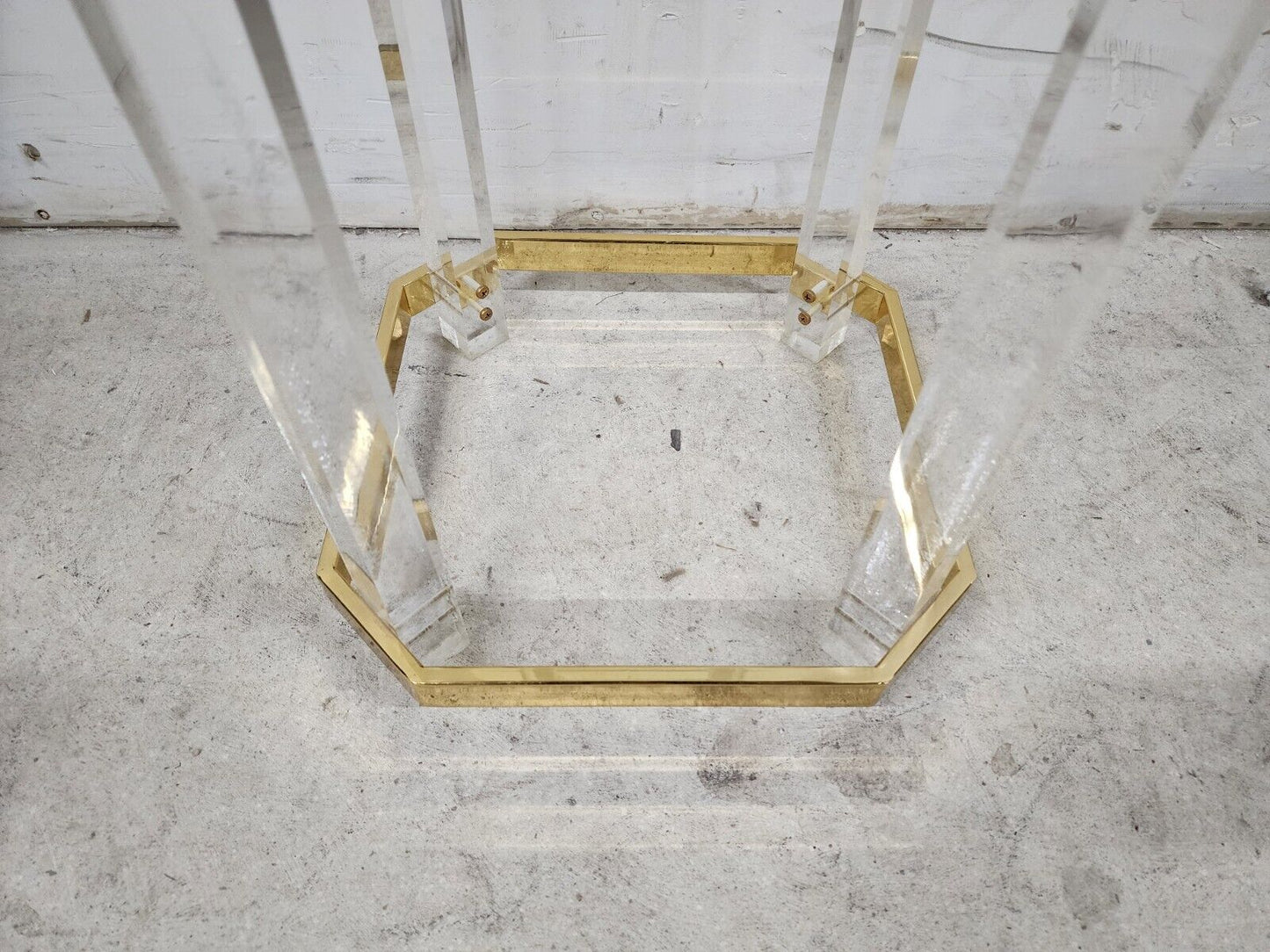 Lucite Pedestal Display Stand CHARLES HOLLIS JONES Style 24 Karat Gold Plated
