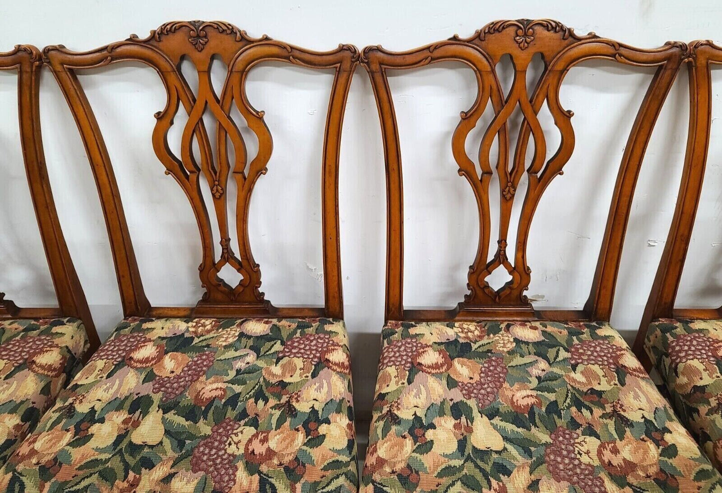 Antique 1930s Set of 6 Mahogany Chippendale Dining Chairs