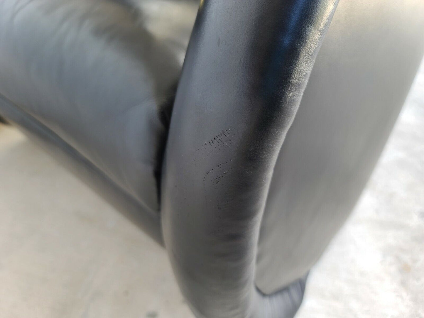 Mid Century Modern Black Leather Swivel Barrel Lounge Chairs by PREVIEW - A Pair