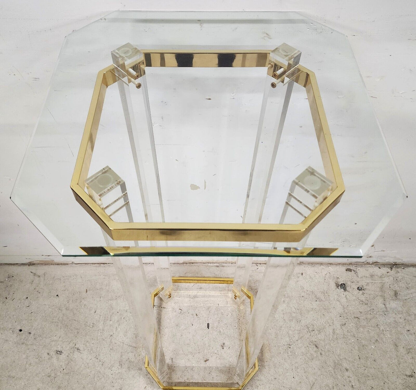 Lucite Pedestal Display Stand CHARLES HOLLIS JONES Style 24 Karat Gold Plated