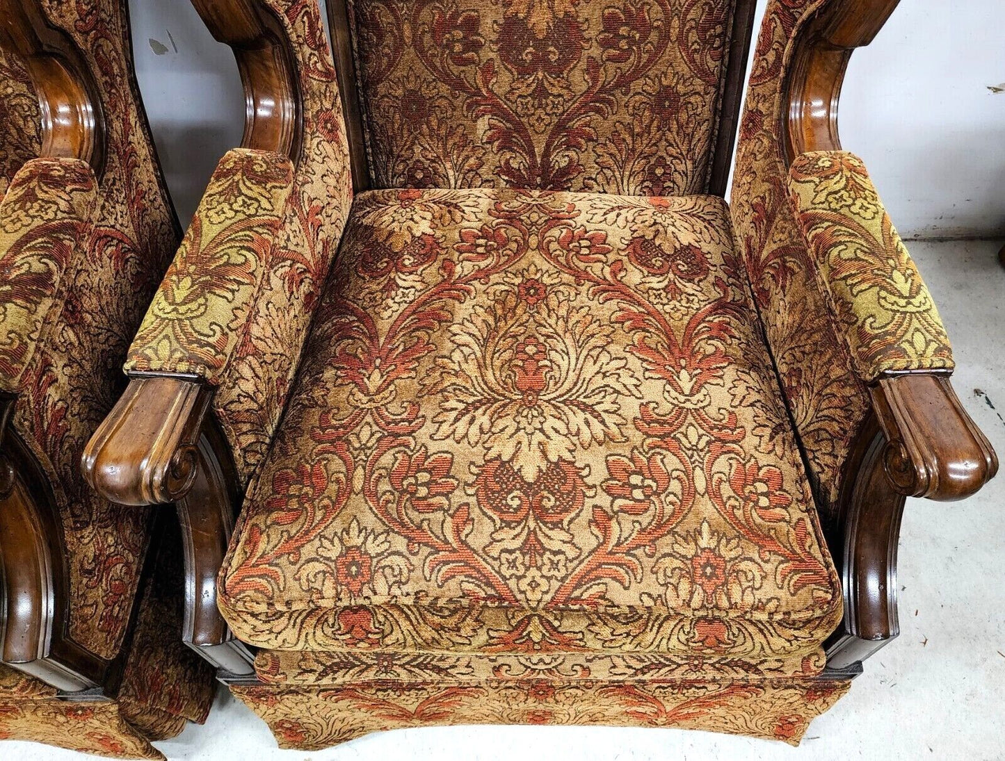 Pair of Oversized Regal French Wingback Armchairs by CENTURY FURNITURE