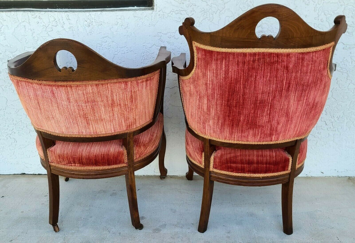 Antique c 1900 Matching Mahogany His Her Armchairs