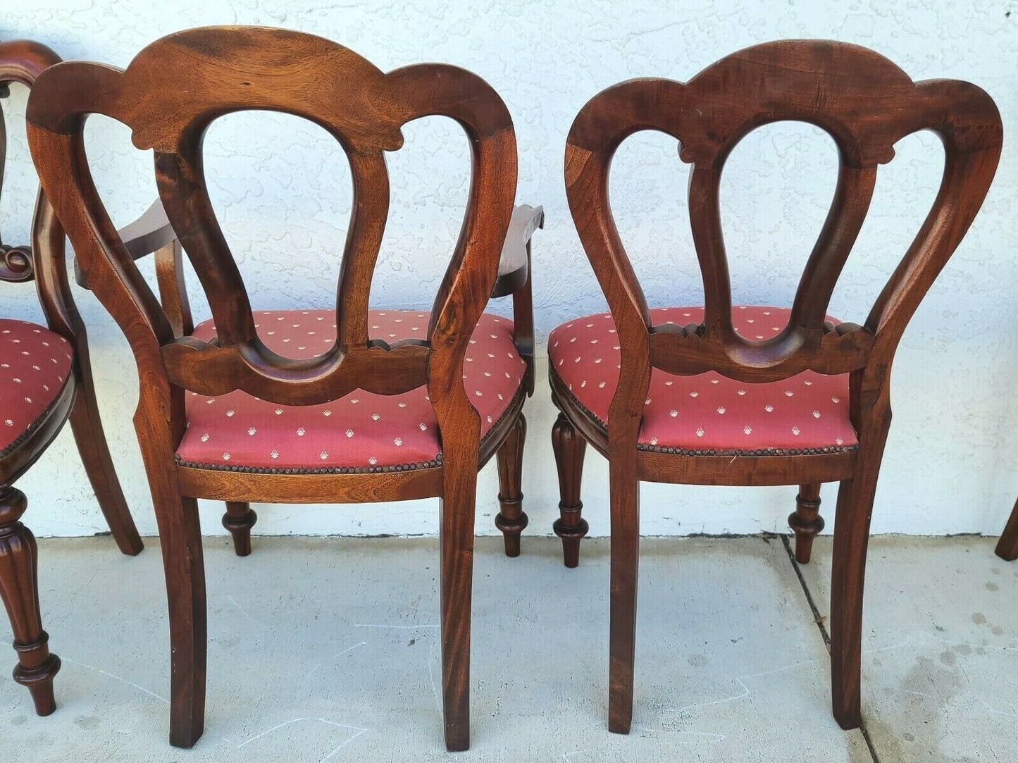 Antique English Walnut Petite Dining Chairs - Set of 4
