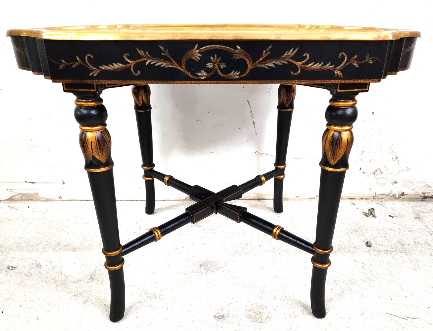Brass Tray Table Vintage Regency Chinoiserie Asian