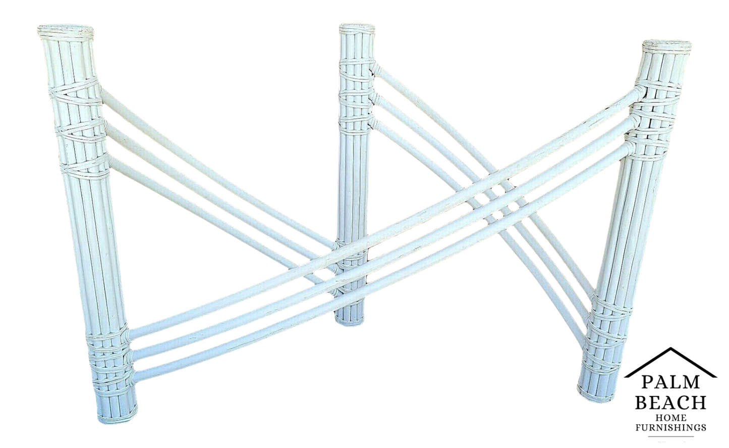 Palm Beach Regency Coastal Faux Bamboo Rattan Dining Console Table Base