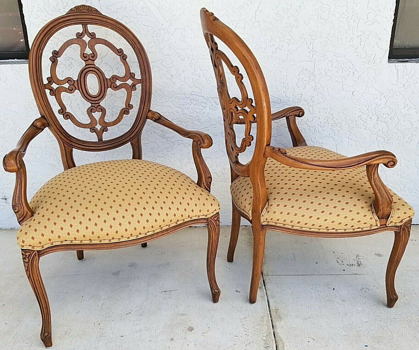 Sheraton Style Accent Dining Statement Armchairs - A Pair