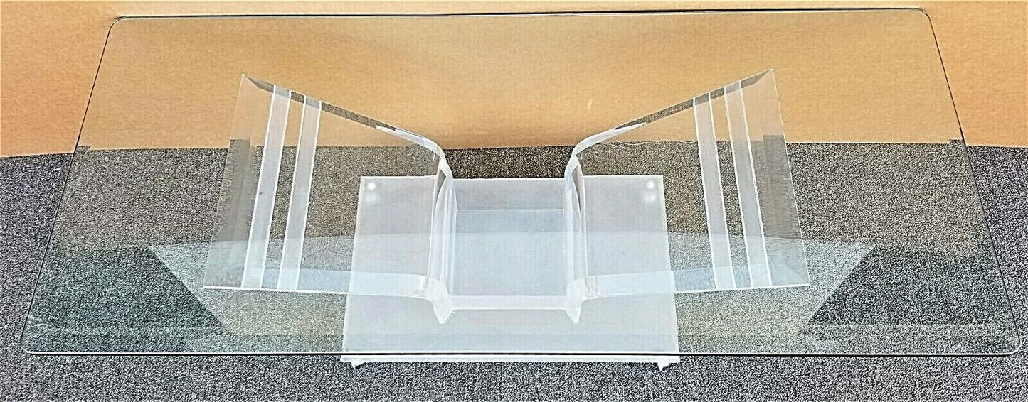 54" MCM Vintage Rolling Butterfly Lucite and Glass Center Cocktail Coffee Table