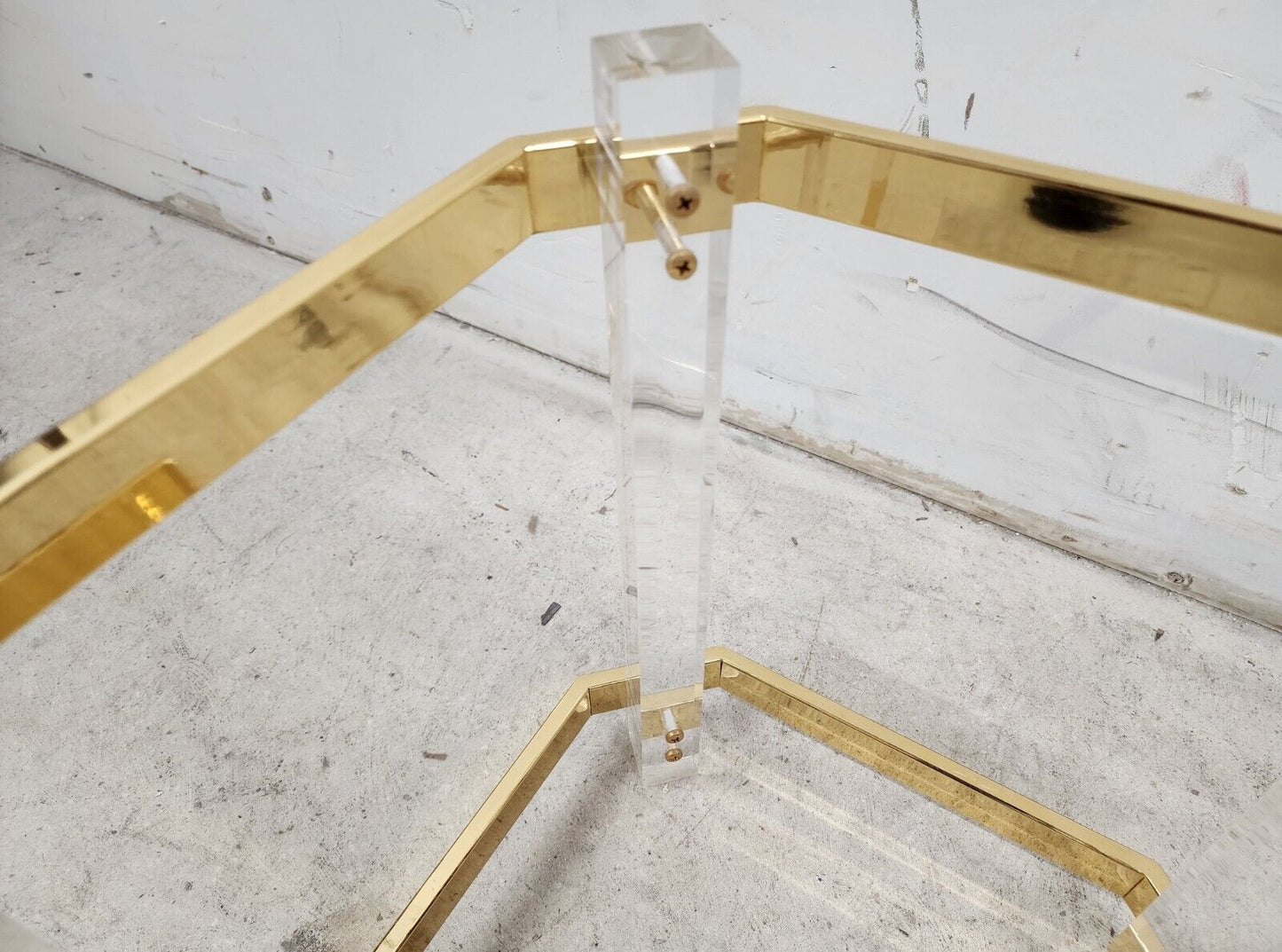 Lucite Side Coffee Table CHARLES HOLLIS JONES Style 24 Karat Gold Plated Petite