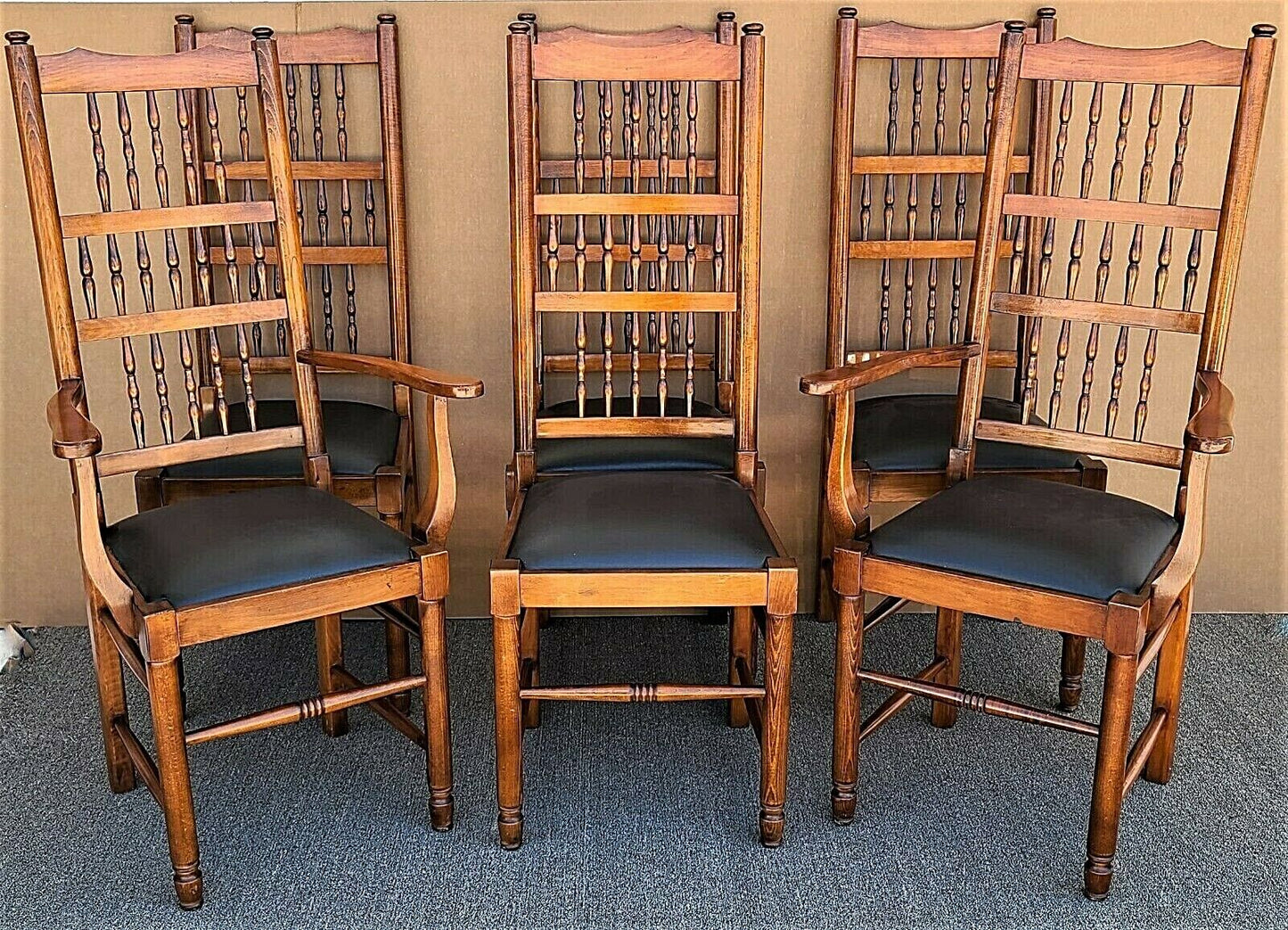 Set of 6 LUIGI LOVATO Tuscan Italian Style Solid Wood Dining Chairs Italy
