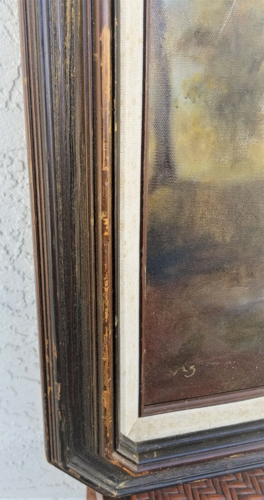 Vintage Signed "A. S." Horse and Rider in the Forest Painting on Canvas 30 x 24
