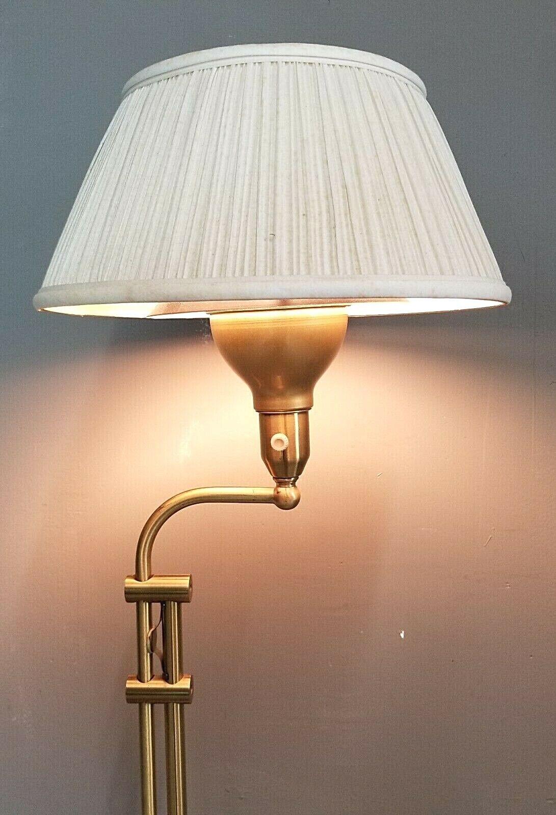 MCM Adjustable Height Brass Floor Lamp Danish Modern 63" - 43"