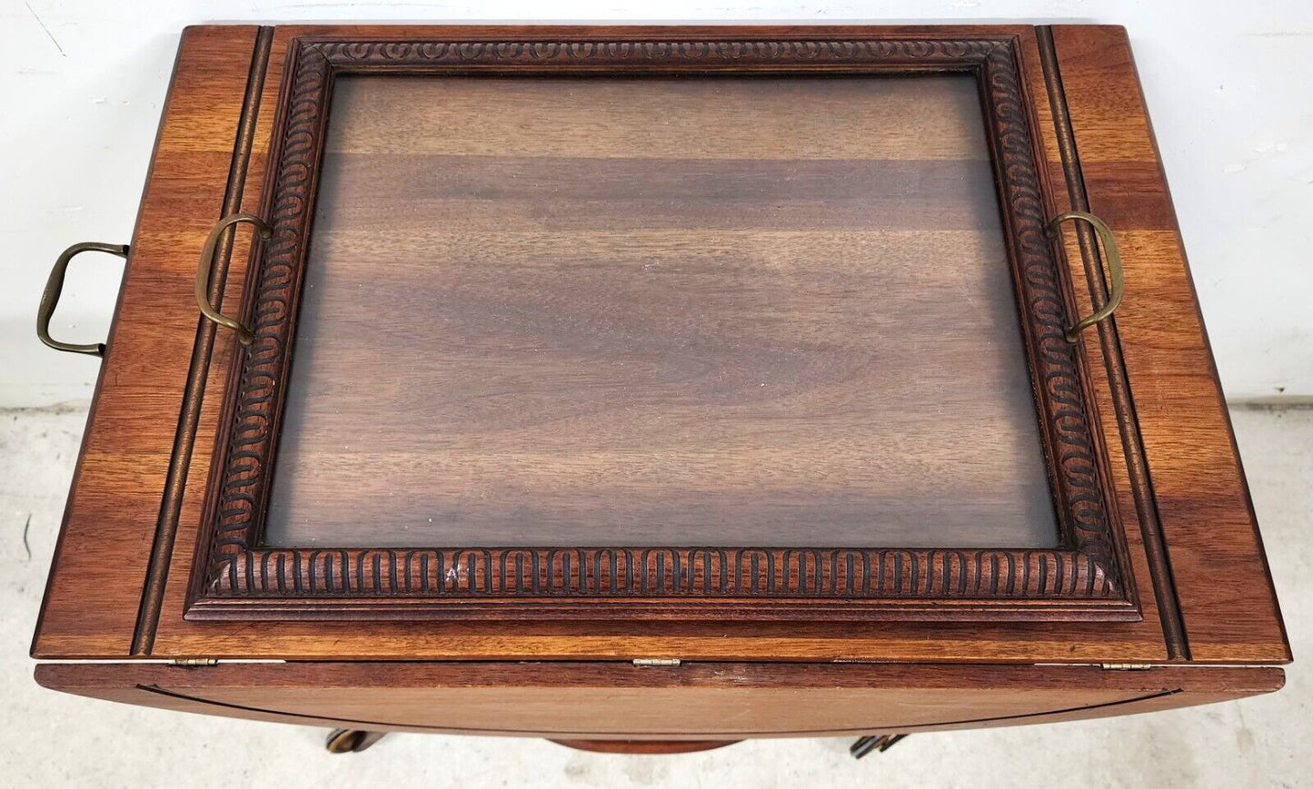 Antique Serving Cart Sideboard Drop Leaf Rolling 1800s