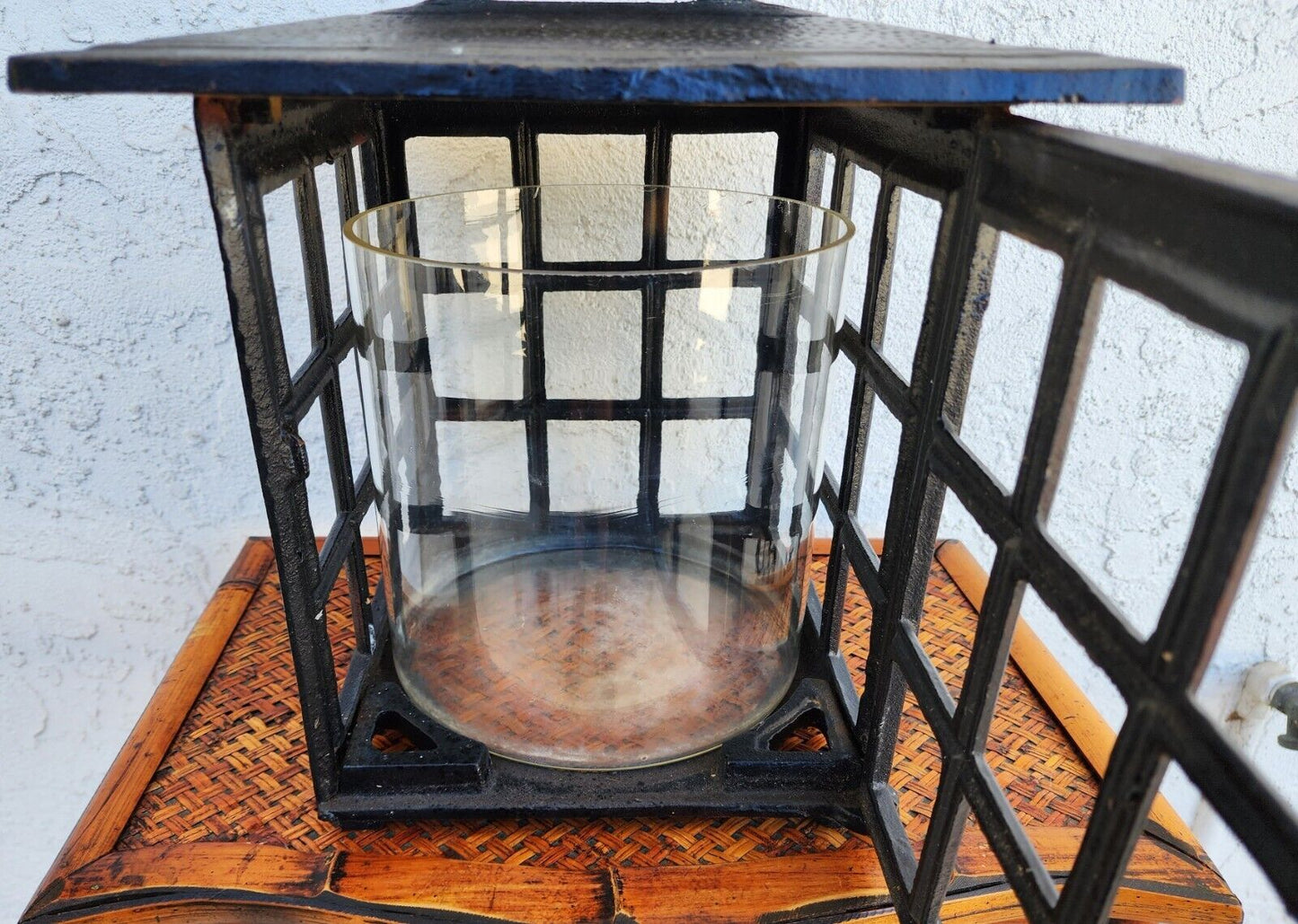 Iron Candle Lantern Mid Century Huge 30 Pounds