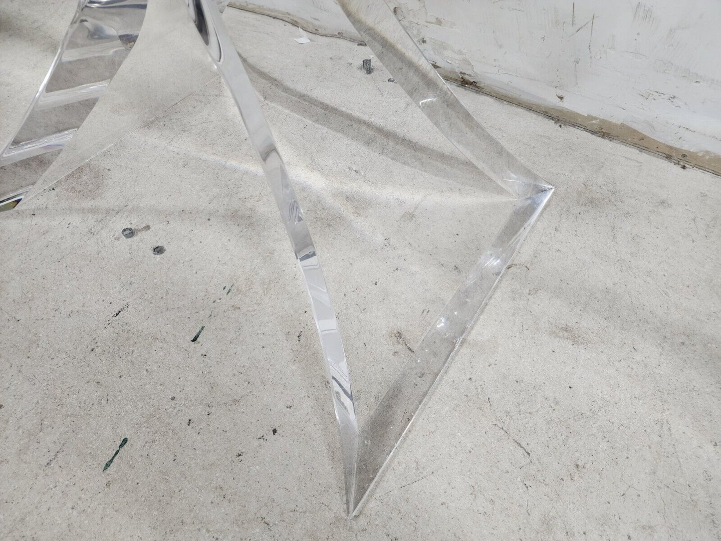 MCM Lucite Dining Table With Glass Signed by Lion In Frost