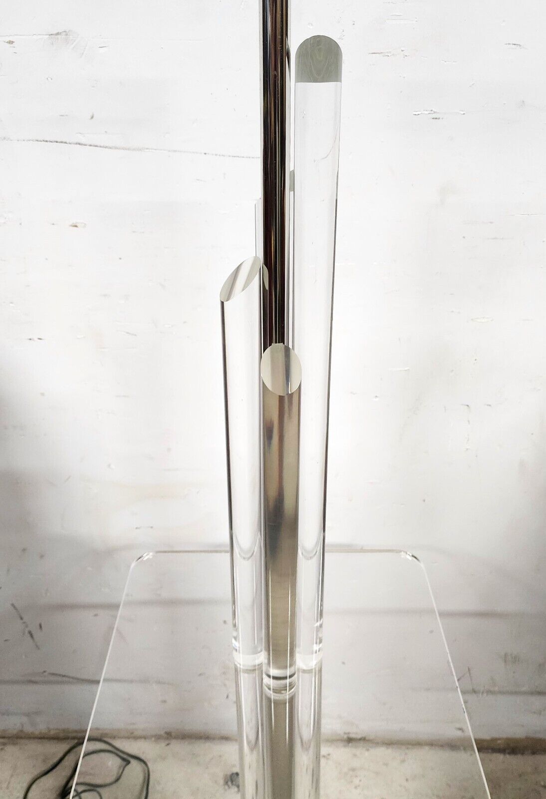 Lucite Floor Lamp with Table Vintage 1980s