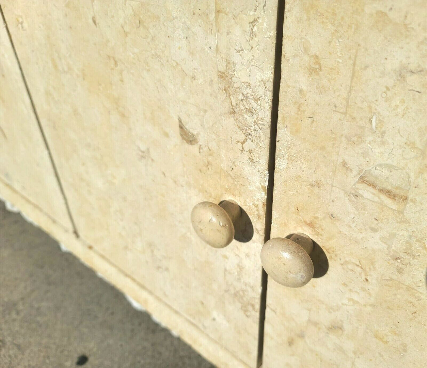 MAITLAND Style Postmodern Tessellated Stone Rolling Credenza Buffet Dry Bar