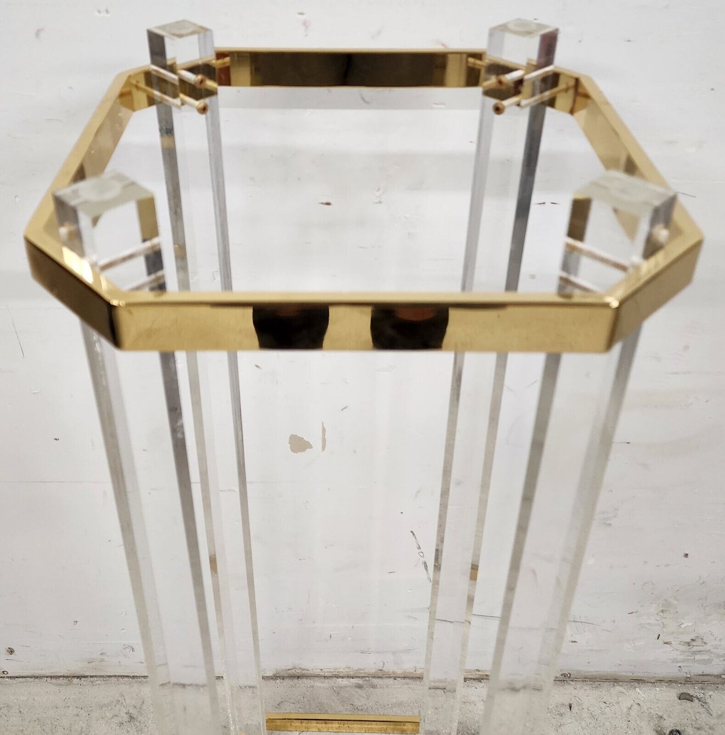 Lucite Pedestal Display Stand CHARLES HOLLIS JONES Style 24 Karat Gold Plated