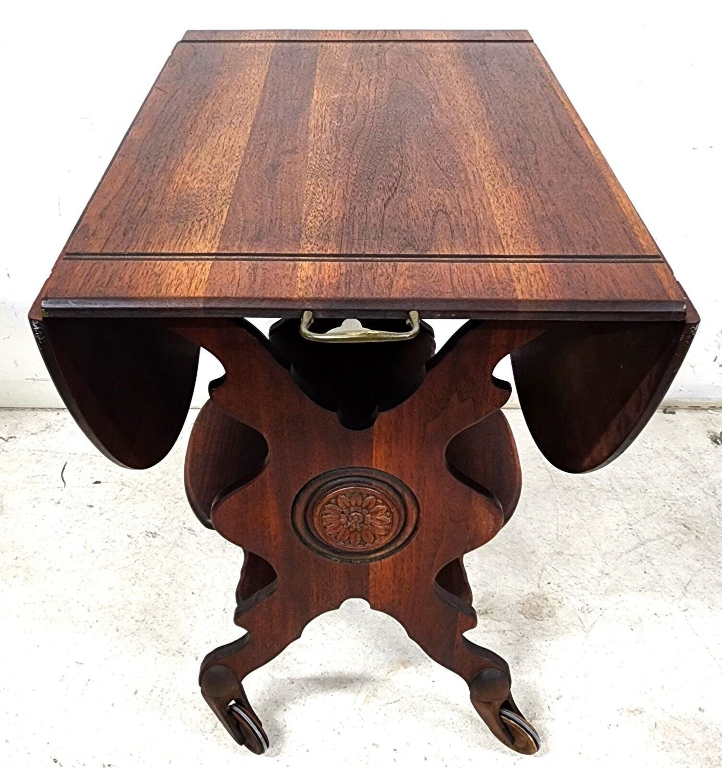 Antique Serving Cart Sideboard Drop Leaf Rolling 1800s