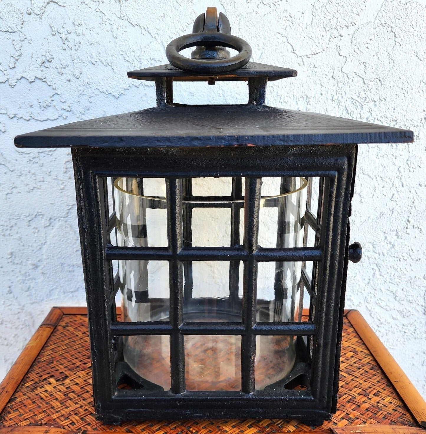 Iron Candle Lantern Mid Century Huge 30 Pounds