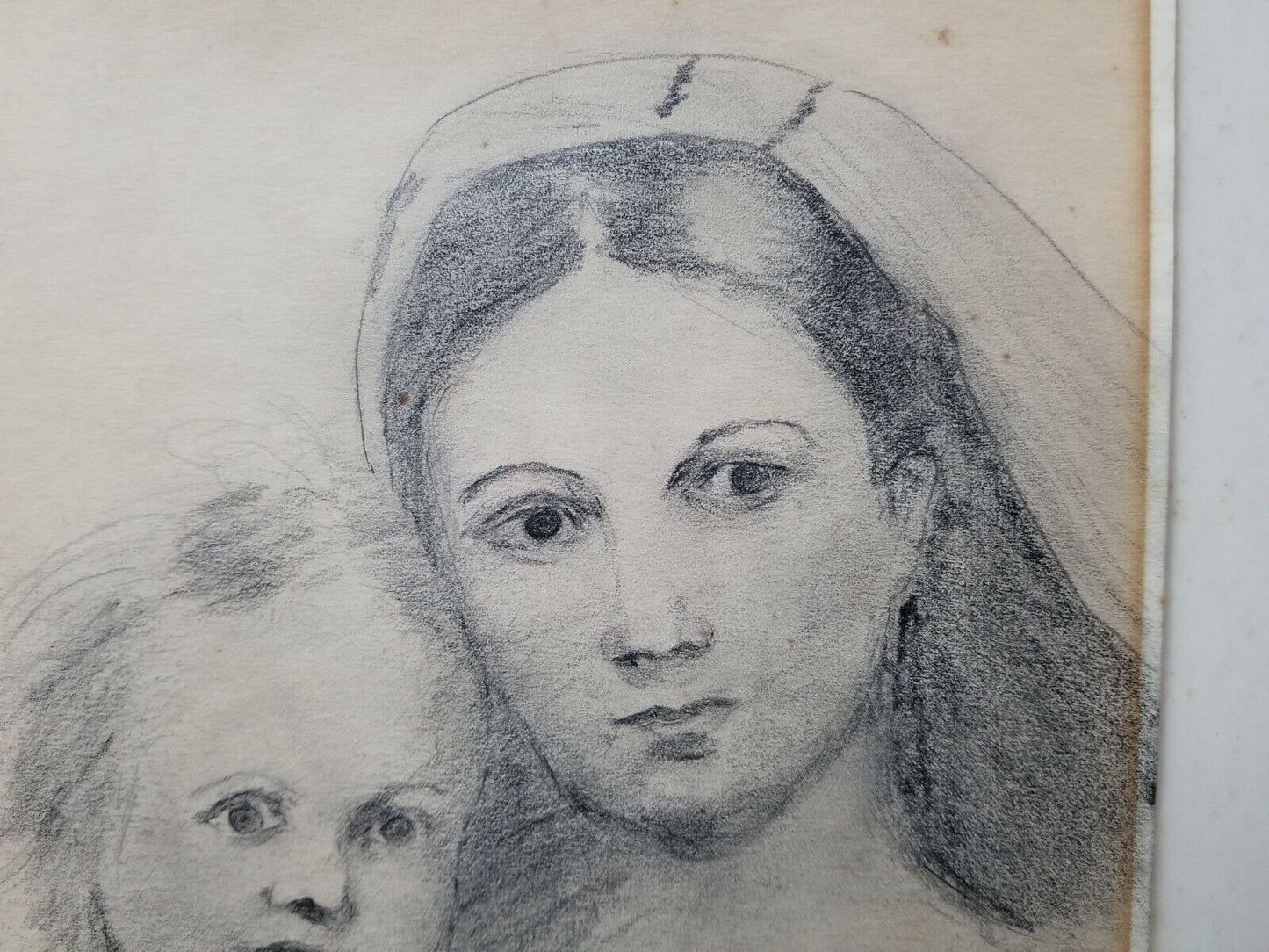 Original Theo Van Doesburg Pencil Signed Drawing of Madonna and Child