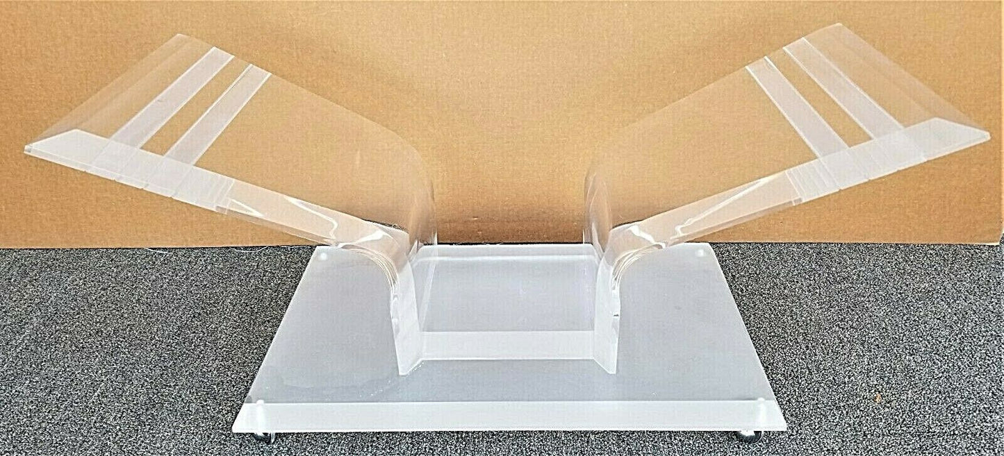 54" MCM Vintage Rolling Butterfly Lucite and Glass Center Cocktail Coffee Table