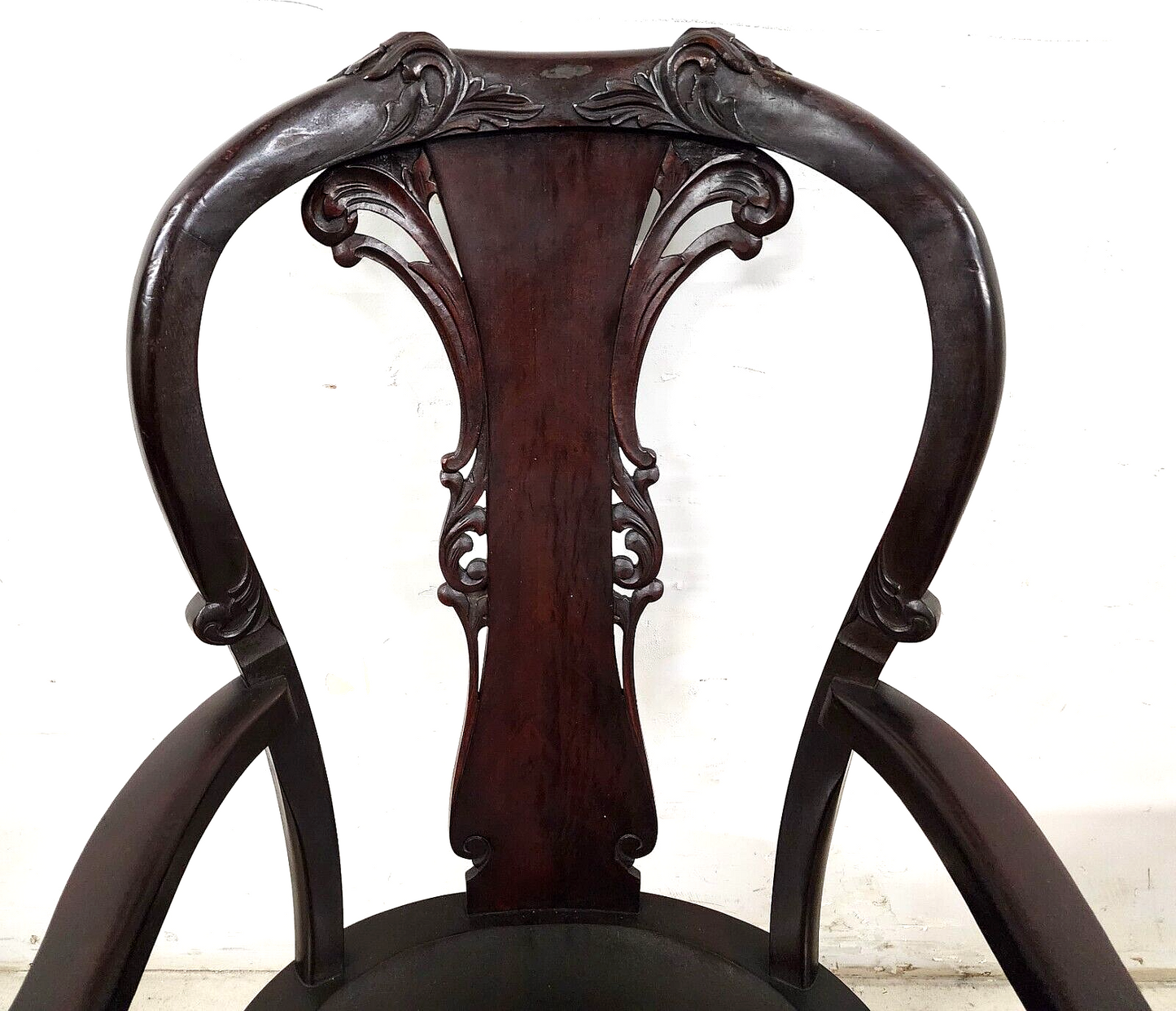 Antique Armchair Desk Dining Accent Mahogany Carved Dragons by STICKLEY & BRANDT
