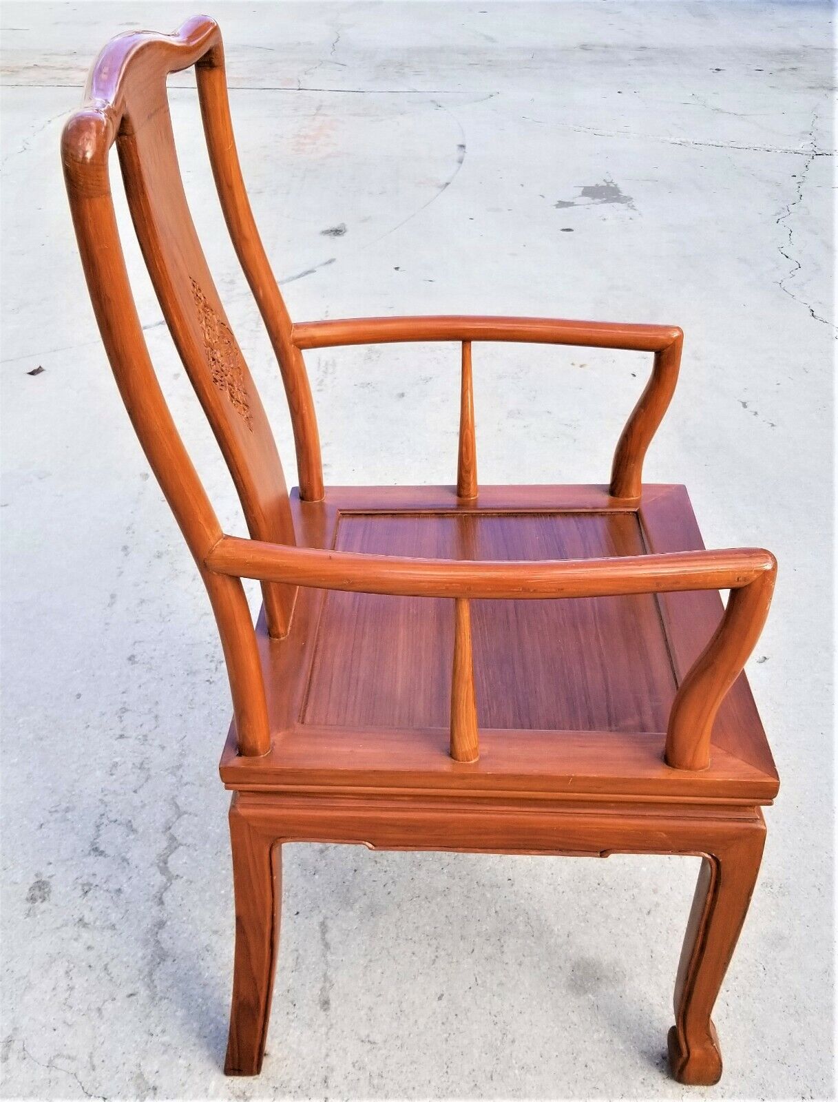 HENREDON Style Yoke Asian Chinoiserie Solid Wood Dining Accent Desk Armchair