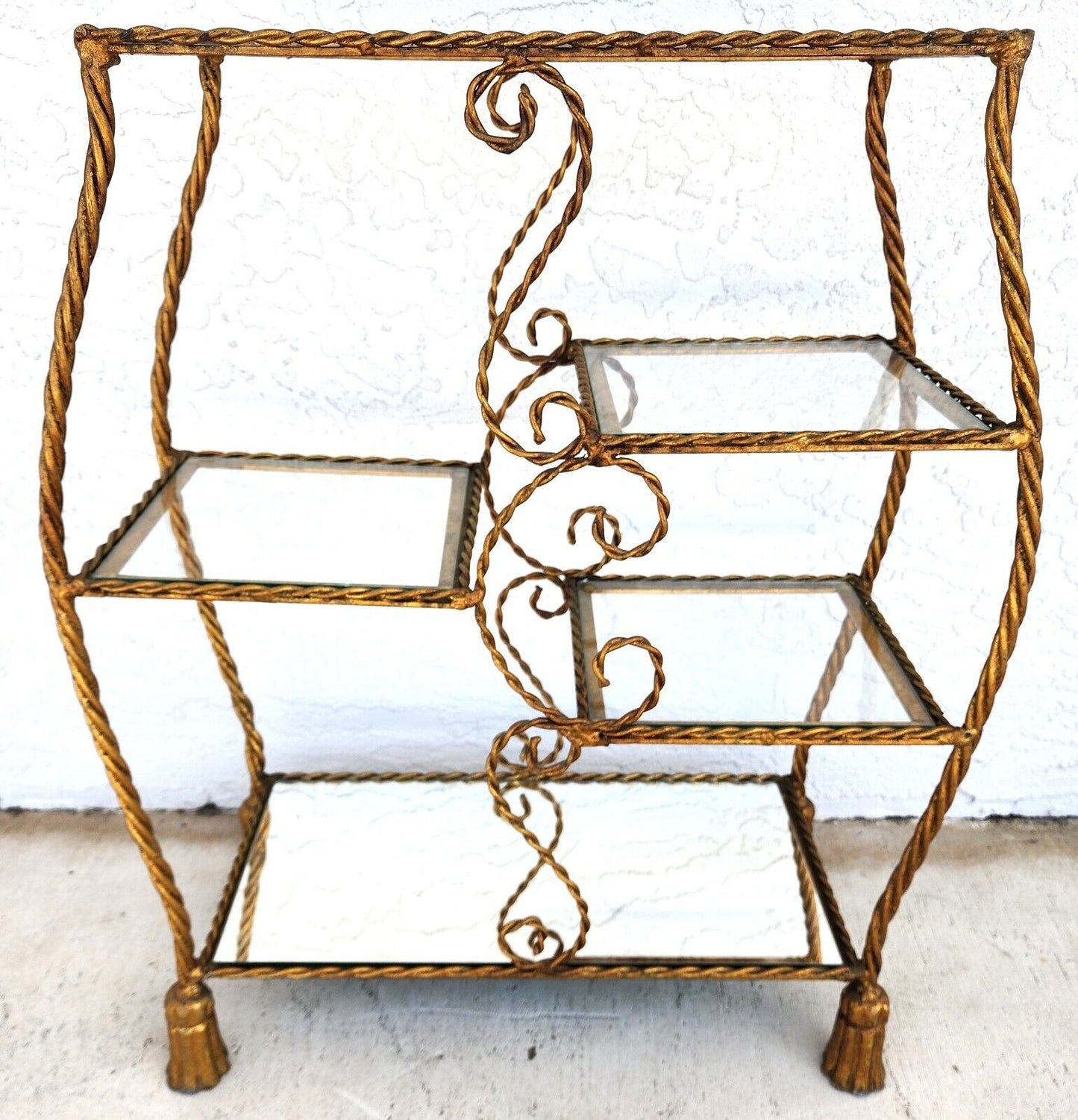 Rope Tassel Gilt Table Shelves Vintage