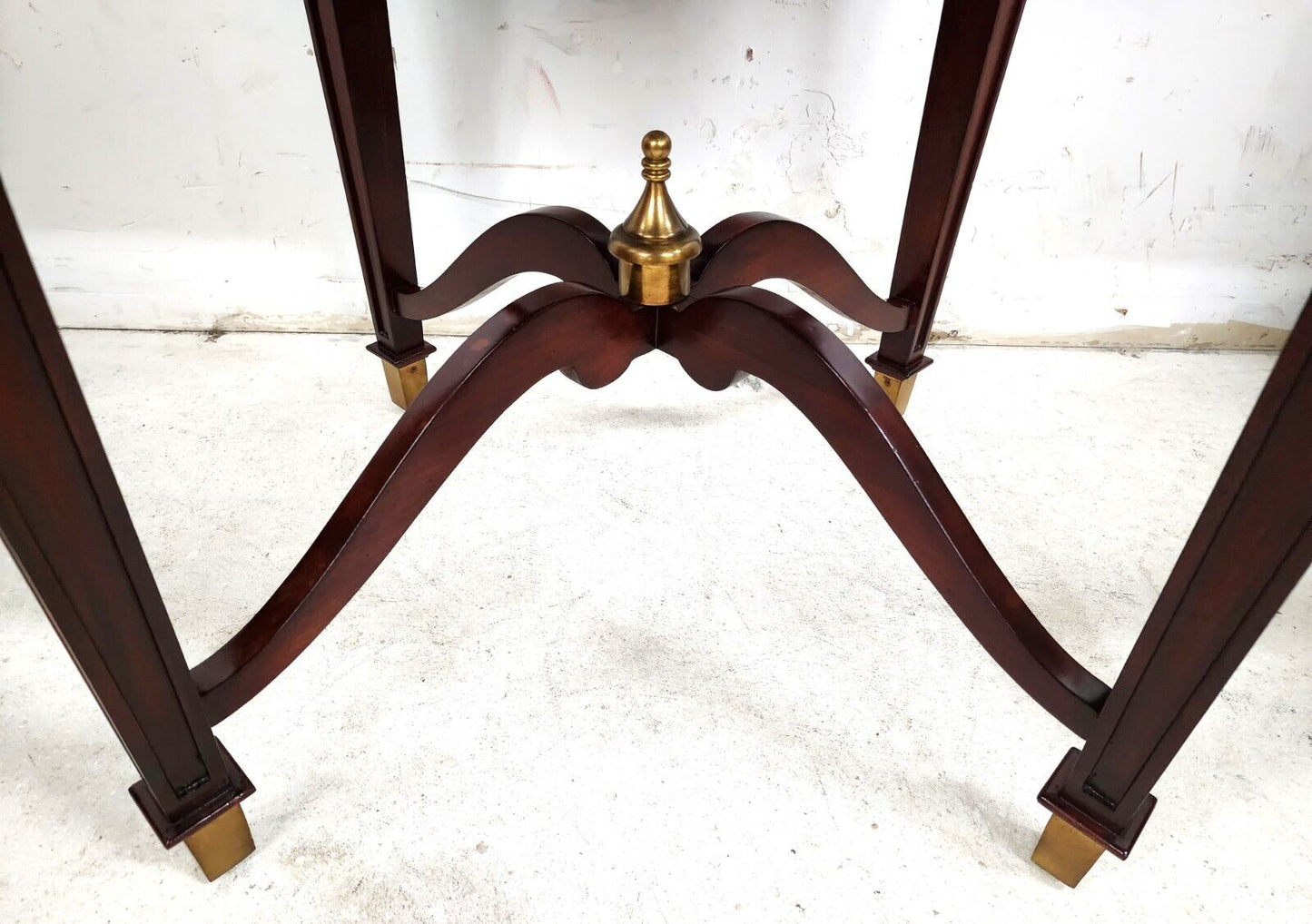 Mahogany Center Side Table Brass Pie Crust Top by JD Young & Sons
