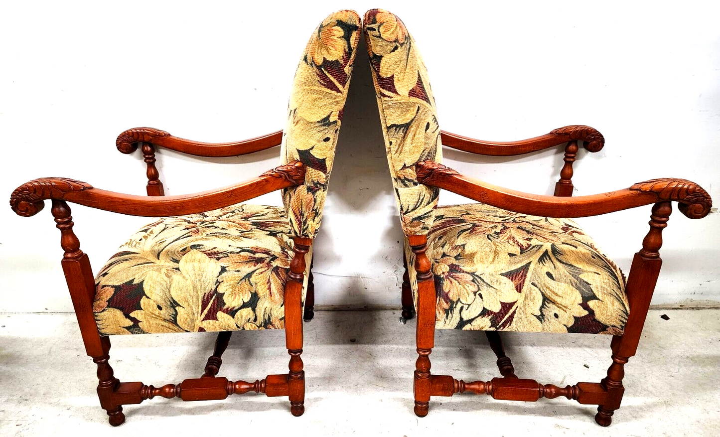 Antique Louis XIII Style French Armchairs - A Pair