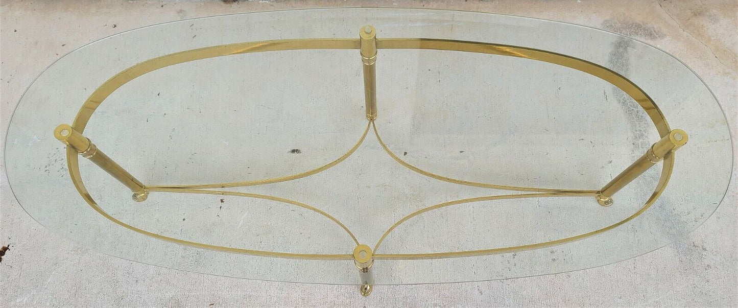 Vintage LaBarge Hollywood Regency Brass Hoof Footed Cocktail Coffee Table Italy