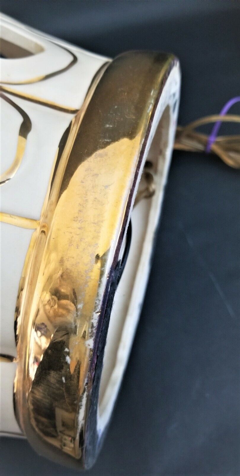 Vintage  Table Lamp by SUNSET COSCO Ceramic 2 Light Reticulated Gold Accents