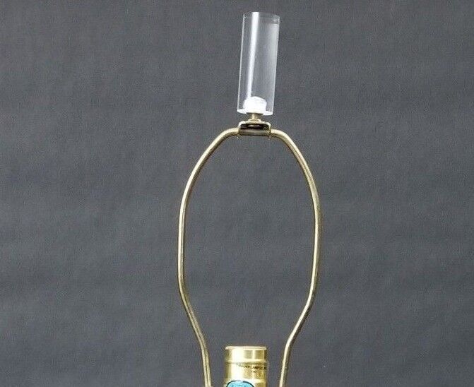 1990's Monumental Bauer Lamp Co Brass Acrylic Lucite Metal Table Lamp 33"