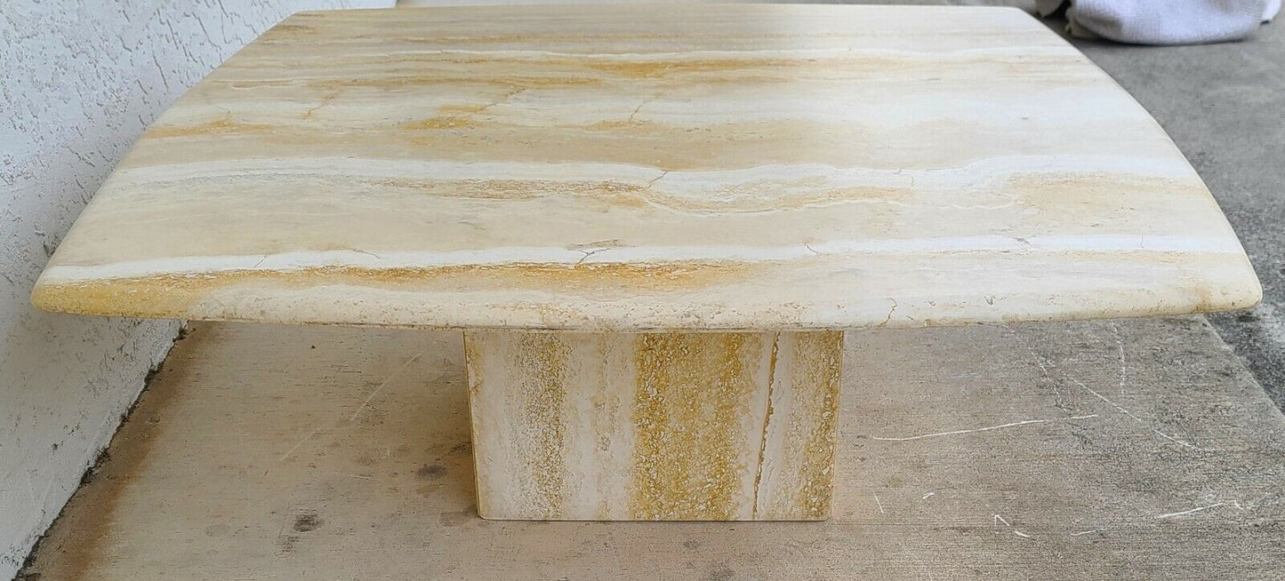 MCM Italian Travertine Marble Cocktail Coffee Table
