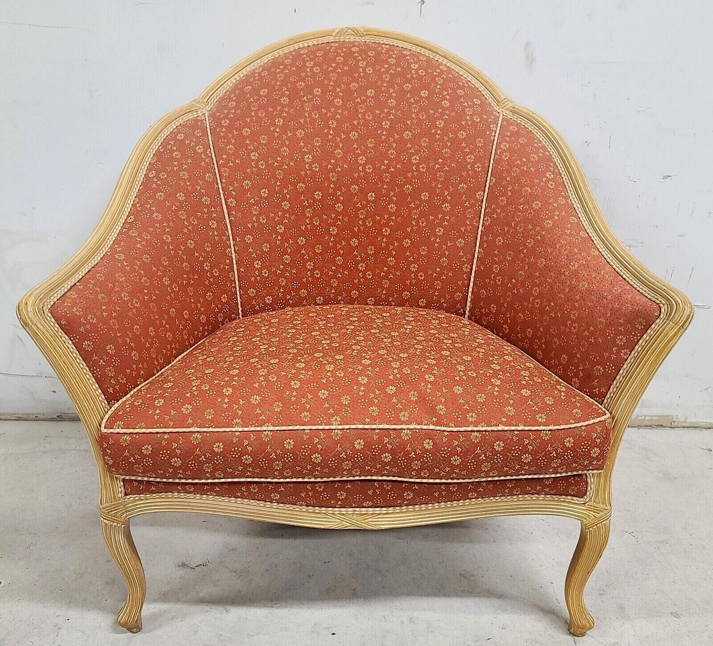 French Louis XV Boudoir Chair Floral Apricot