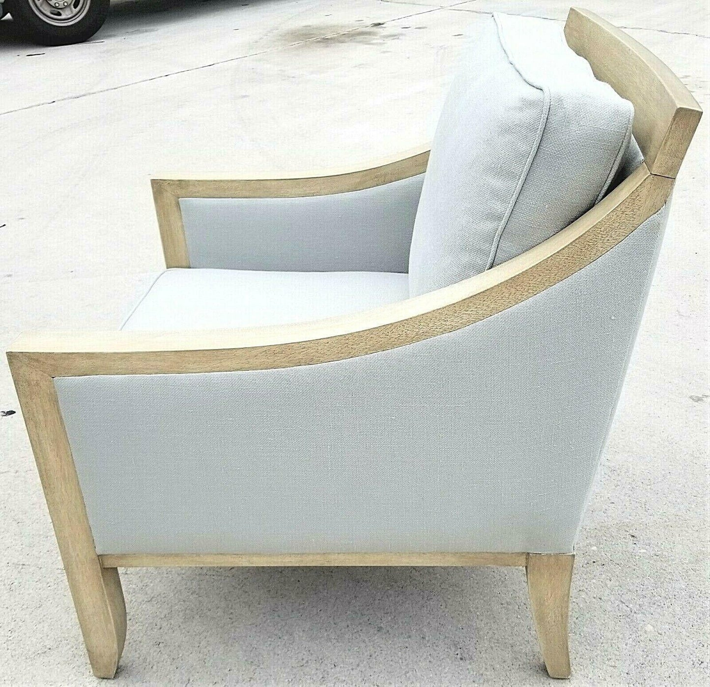 Mid Century Modern Palecek Linen Lounge Club Captains Chair Armchair