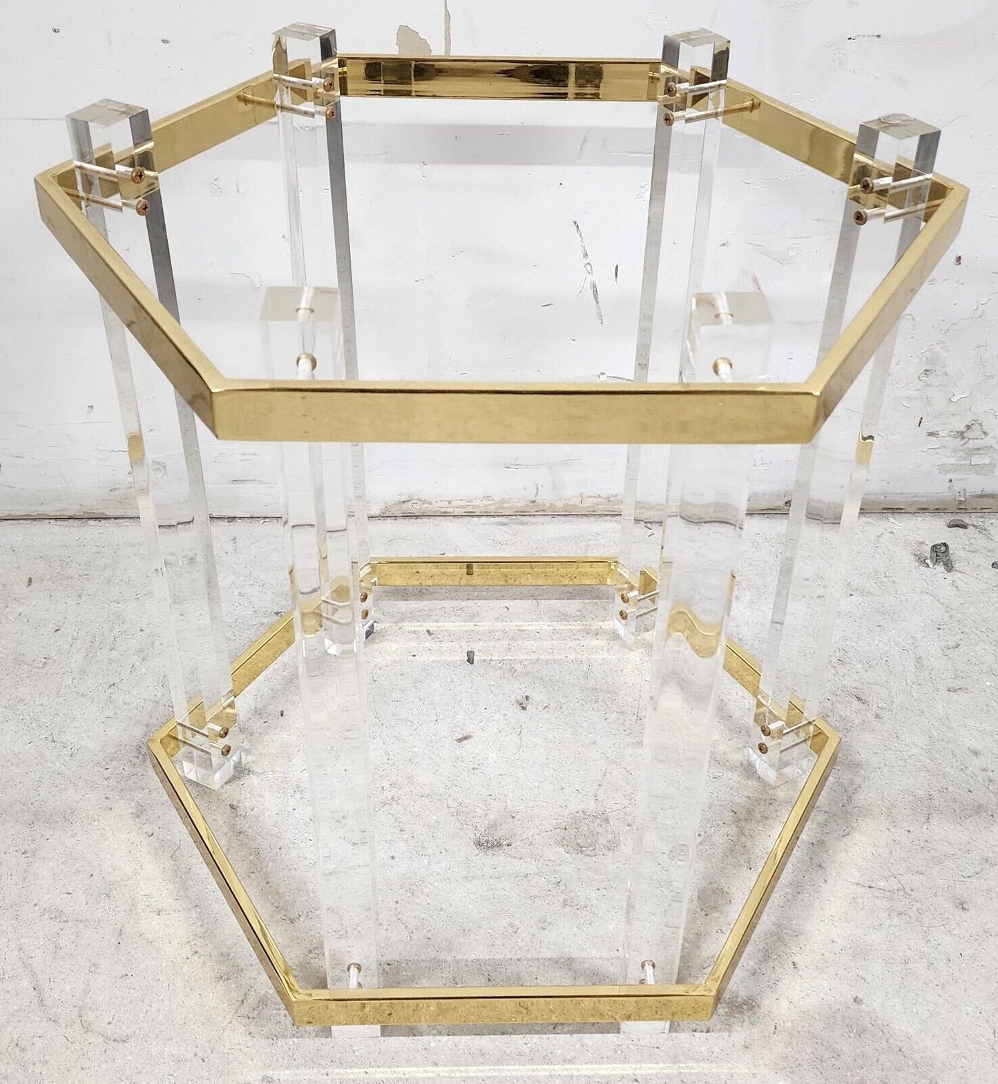 Lucite Side Table CHARLES HOLLIS JONES Style 24 Karat Gold Plated