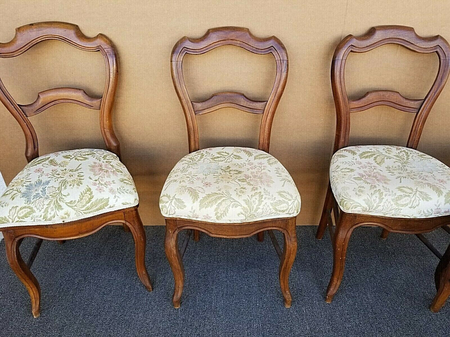 Set of 7 Antique circa 1900 Victorian Balloon Back Chairs