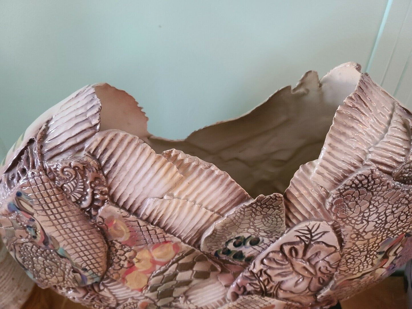 Large GAIL MARKIEWICZ Patchwork Heart Vase Studio Art Pottery