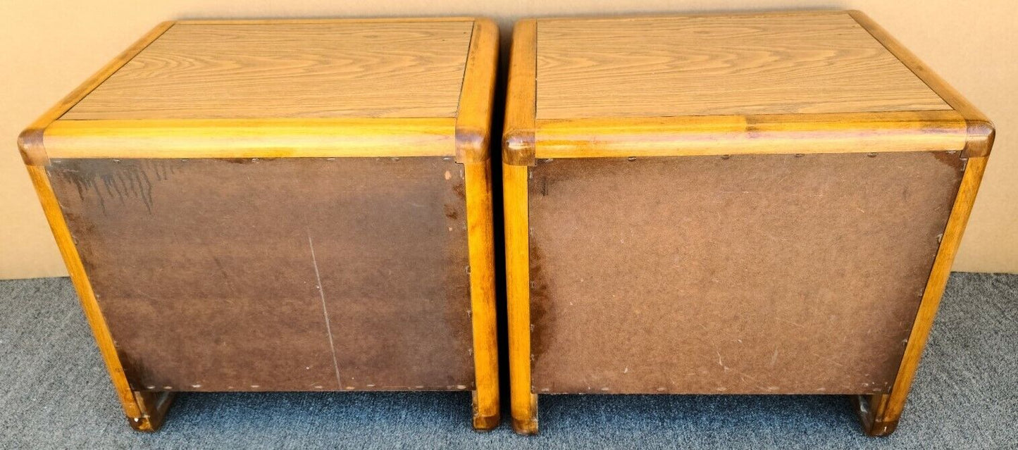 Vtg Pair Of GLENN of CALIFORNIA Mid Century Modern Wicker Accented Nightstands