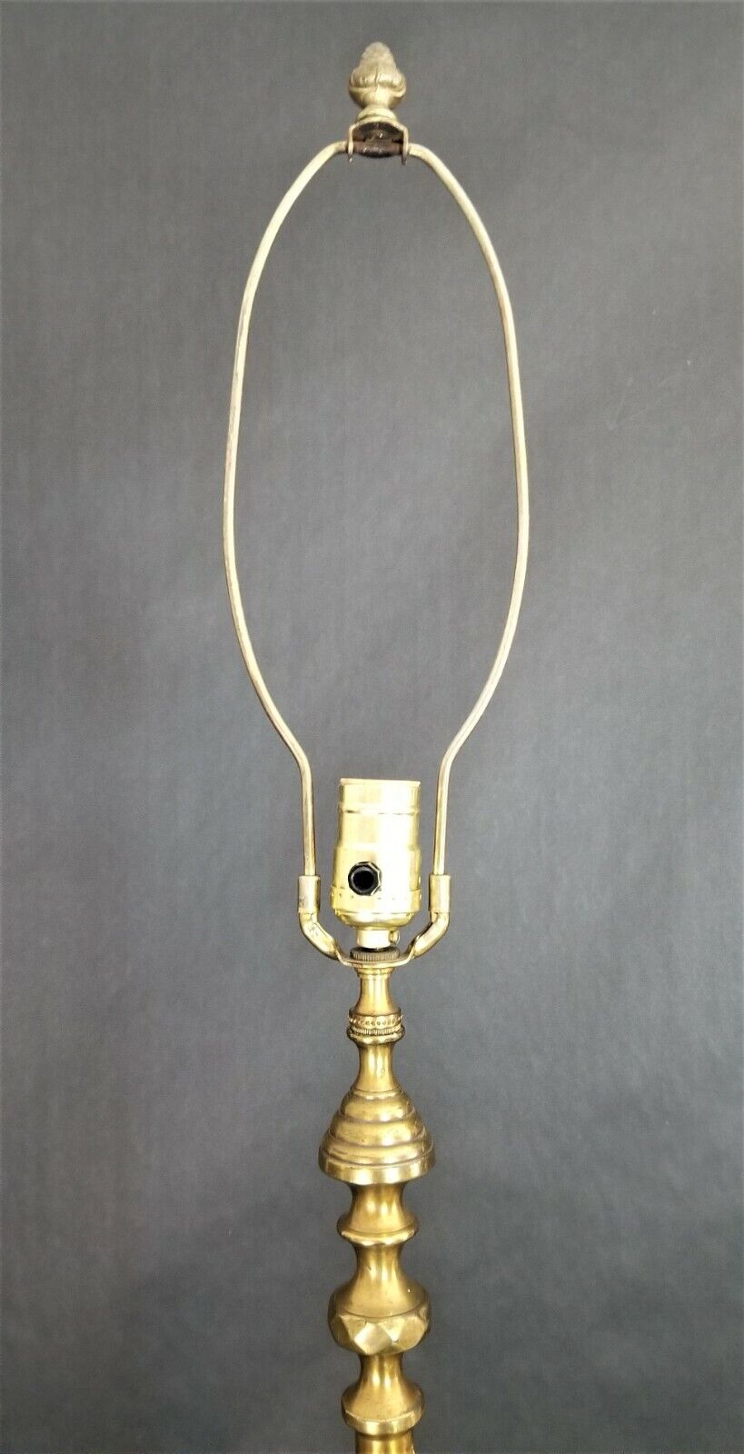 Tall Solid Brass Lamp with Working Dinner Ship Call Bell Base 47"