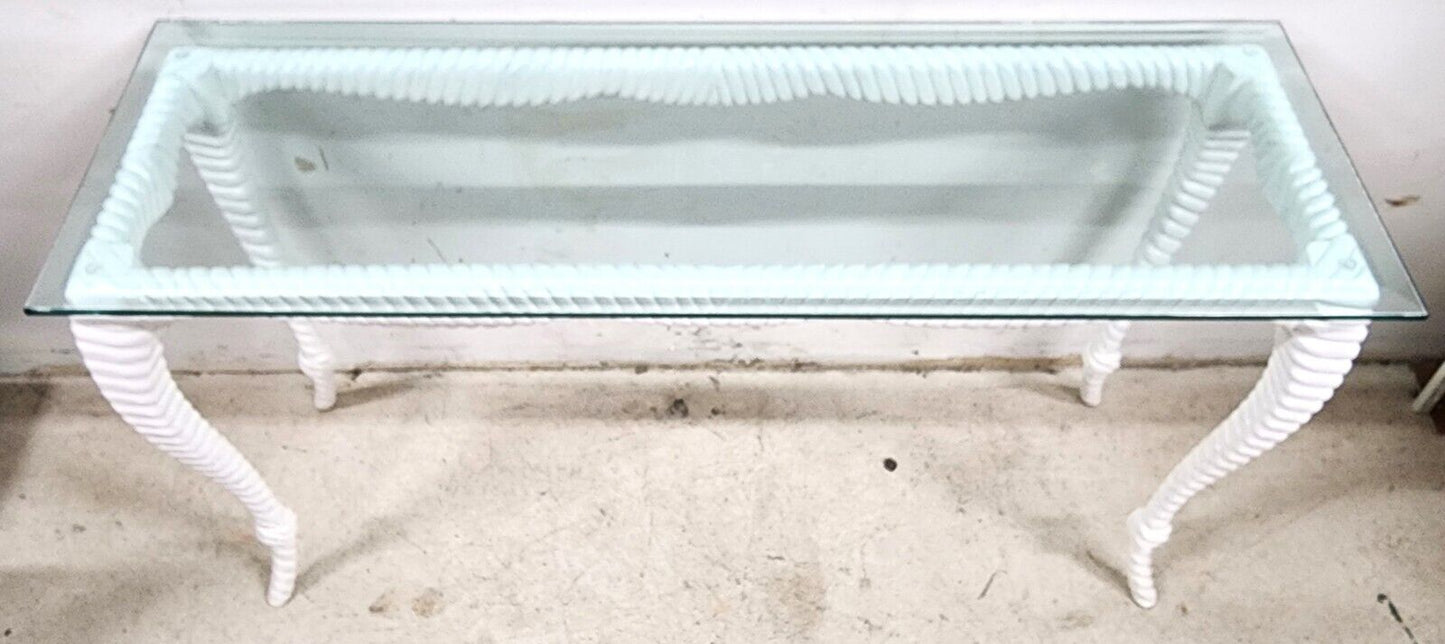 Italian Glass Console Solid Wood Faux Rope