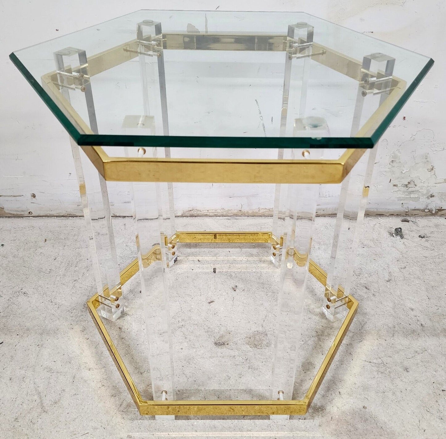 Lucite Side Coffee Table CHARLES HOLLIS JONES Style 24 Karat Gold Plated Petite