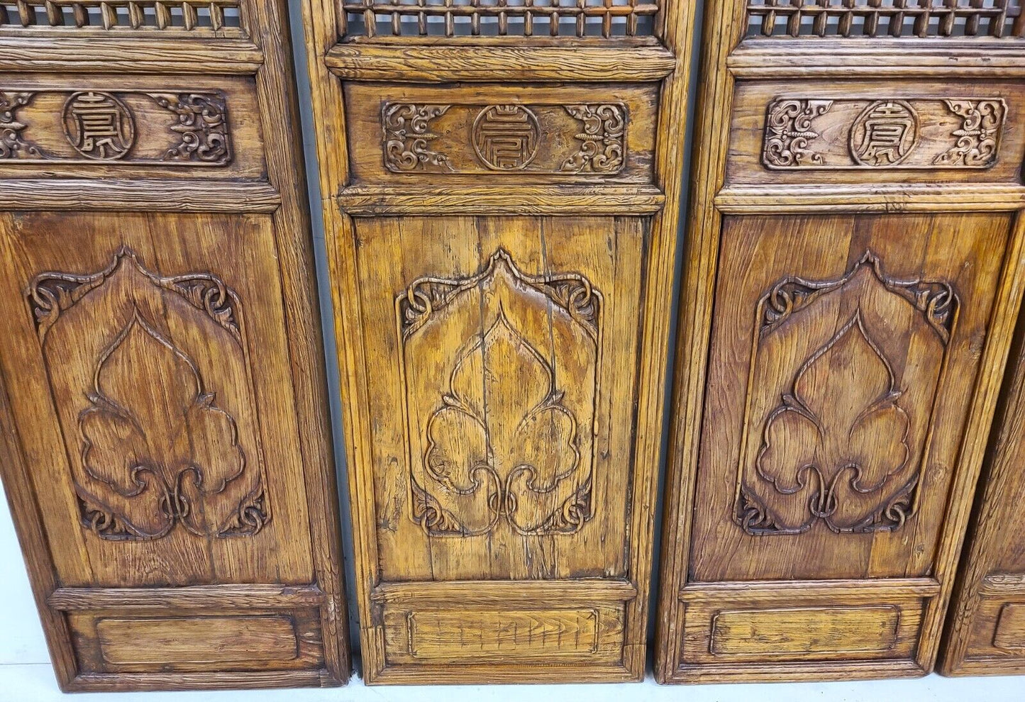 (4) 19th Century Chinese Fretwork Doors Screens Wall Panels 10 Foot