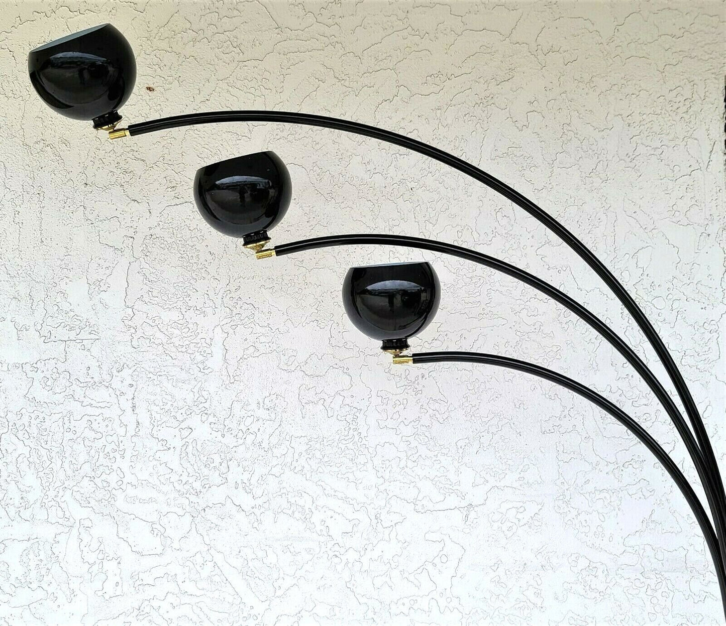 Mid-Century Modern Italian Black Chrome & Marble Guzzini Style Arc Floor Lamp