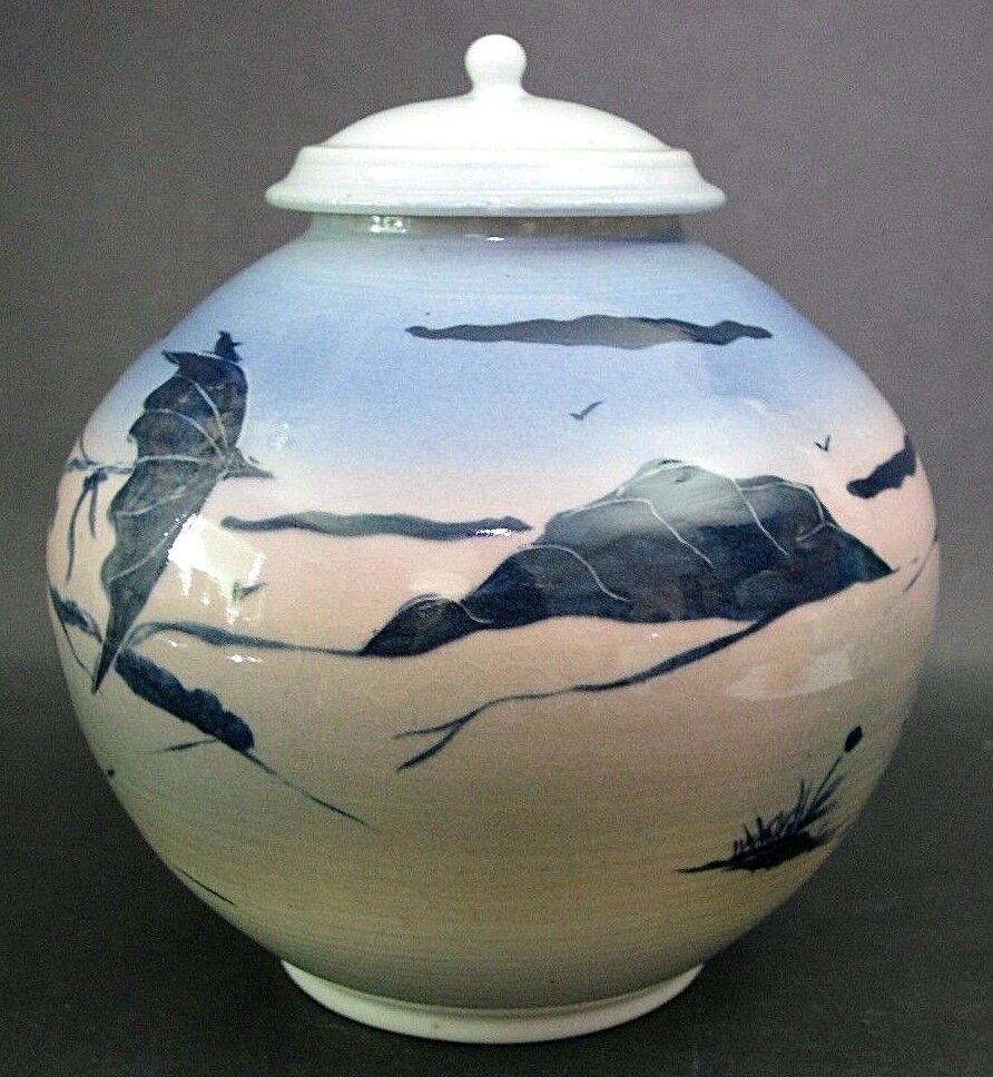 1978 Rex Fogt Signed Hand Painted Porcelain Lidded Jar Art Pottery Toledo Museum